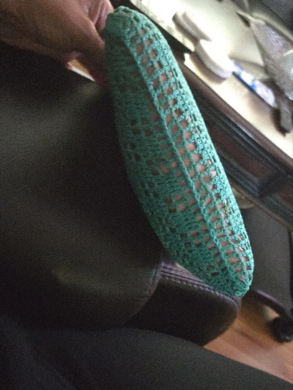 Small Vintage Handmade Crocheted Square Pillow